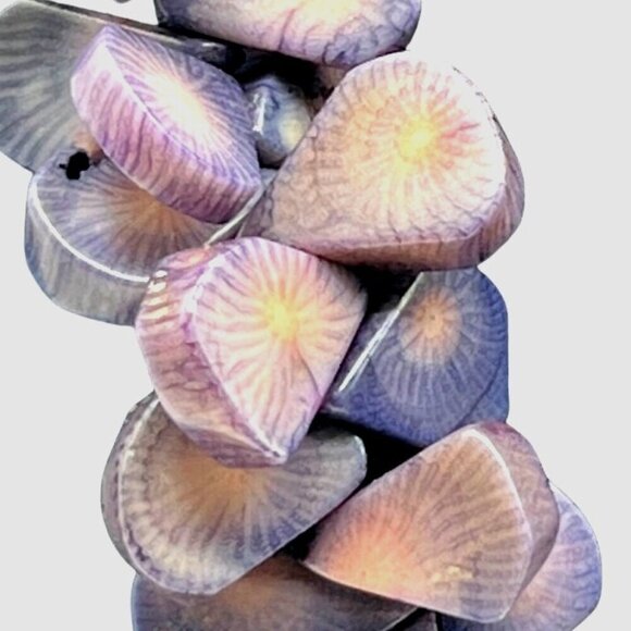 Purple Coral Necklace With Multicolor Glass Rhinestone Cross Pendant. - Picture 4 of 7